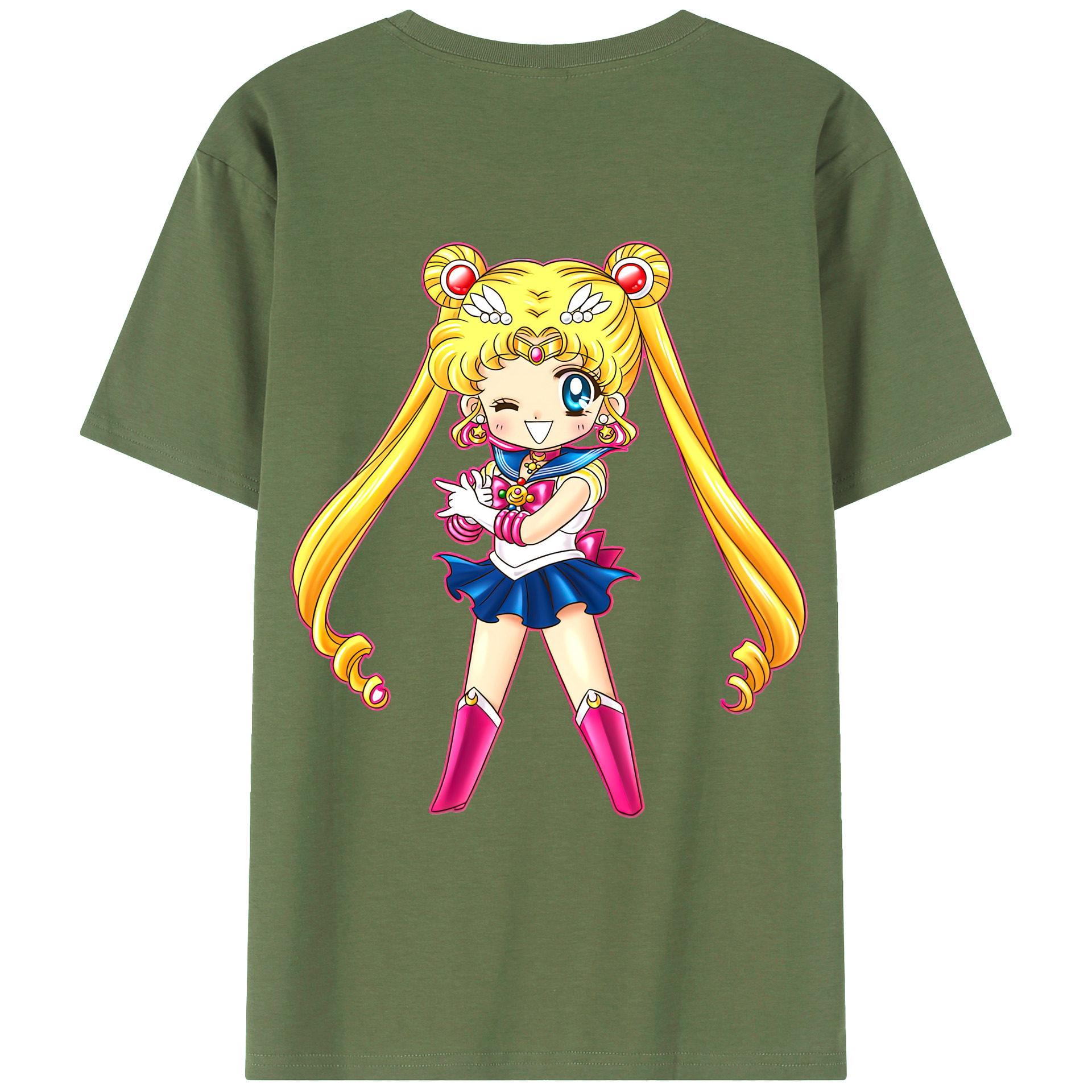 （画像用） 美少女戦士セーラームーン 月野 うさぎ つきの うさぎ Sailor Moon Tsukino Usagi 綿100％ メンズ半袖Tシャツ（バックプリント） 通気性